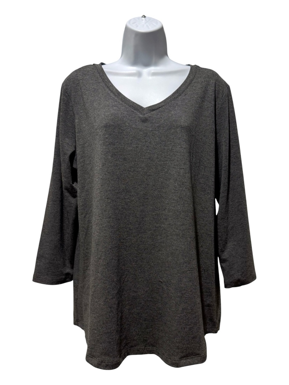 Minetom Gray Knit V-Neck 3/4 Sleeve Top Size Large NWT